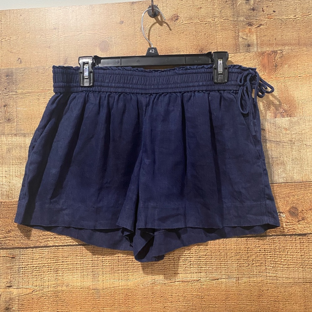 J Crew Navy Blue Linen Shorts Size Medium